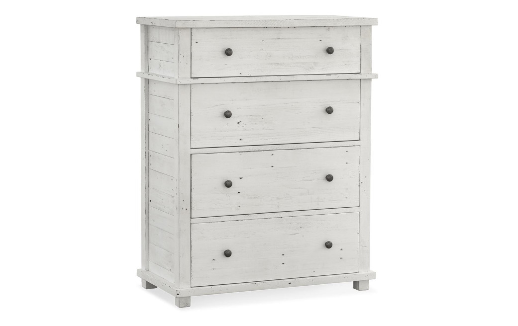 Commode 4 Tiroirs Bois Blanc 90x45x115cm