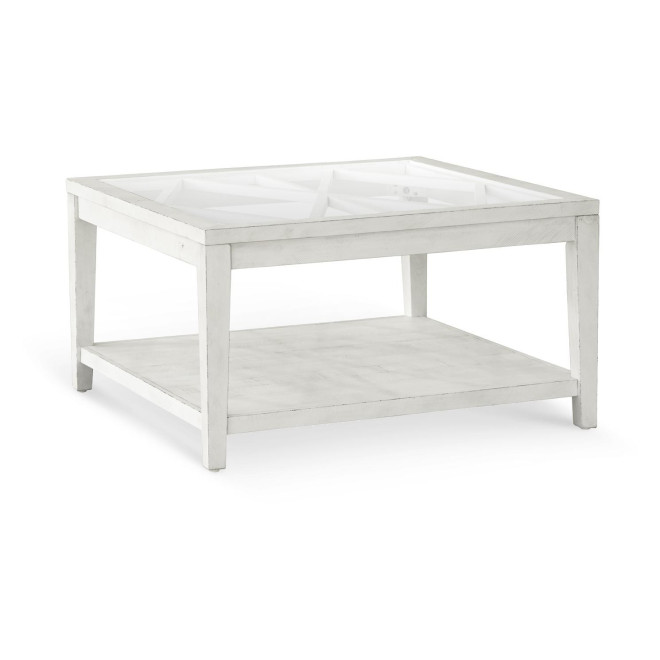 Niedriger Holztisch Weiß 100x100x45cm