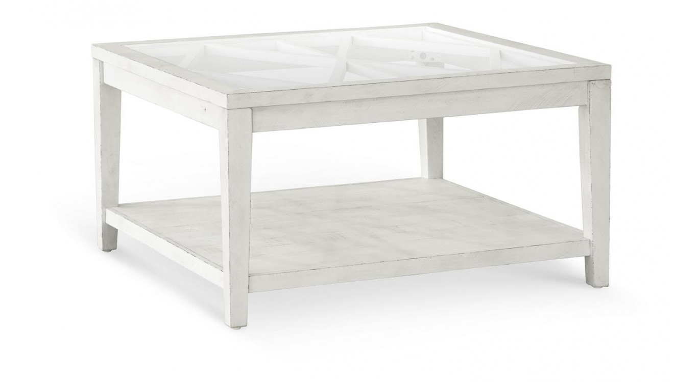 Niedriger Holztisch Weiß 100x100x45cm