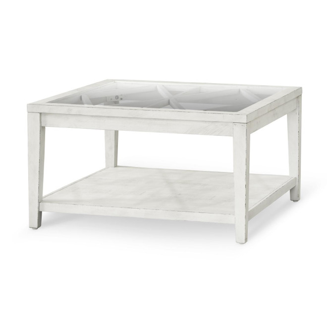 Niedriger Holztisch Weiß 100x100x45cm