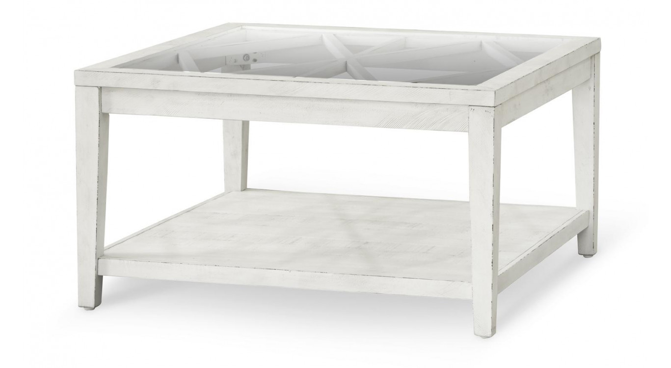 Niedriger Holztisch Weiß 100x100x45cm