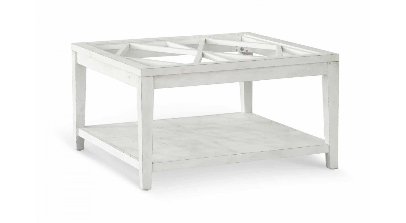 Niedriger Holztisch Weiß 100x100x45cm
