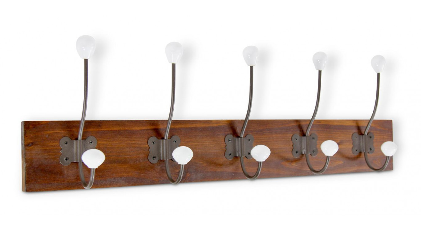 Patère Portemanteau Bois 10 Accroches 70.5x9x19.5cm