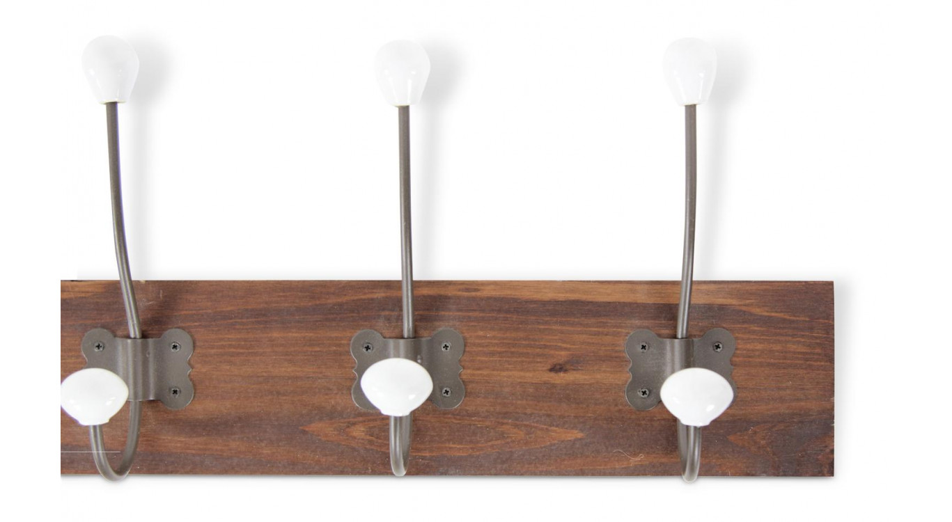 Patère Portemanteau Bois 10 Accroches 70.5x9x19.5cm