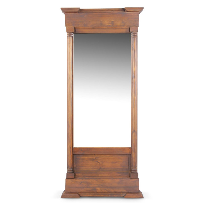 Grand Miroir Ancien Rectangulaire Vertical Bois 59x11x136cm