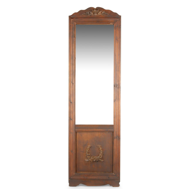 Miroir Ancien Rectangulaire Vertical Sur Pied Bois 177x6.5x51cm
