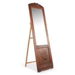 Alter Spiegel Rechteckig Vertikal Auf Holzfuß 177x6.5x51cm