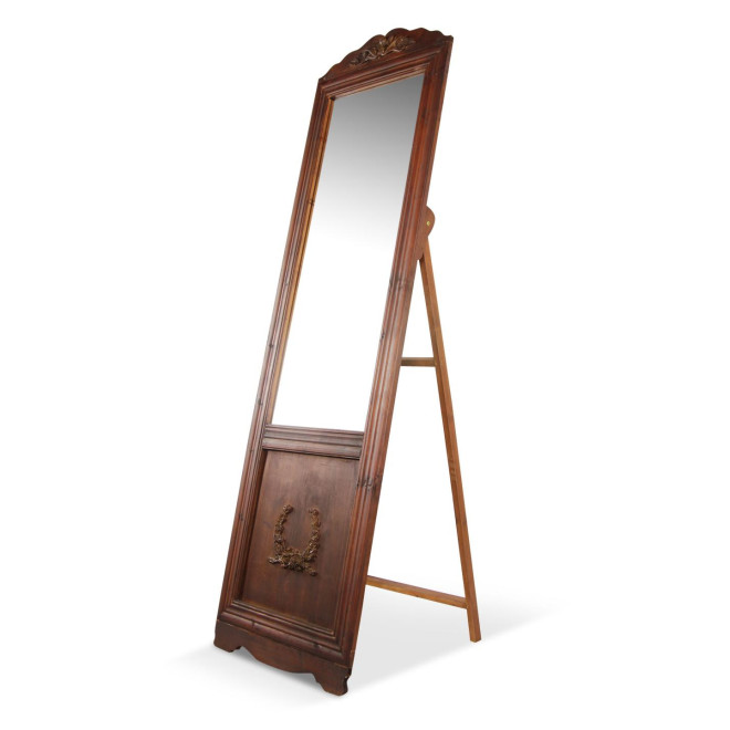 Miroir Ancien Rectangulaire Vertical Sur Pied Bois 177x6.5x51cm