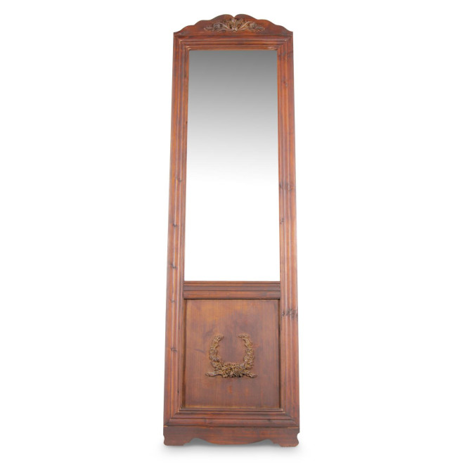 Miroir Ancien Rectangulaire Vertical Sur Pied Bois 177x6.5x51cm