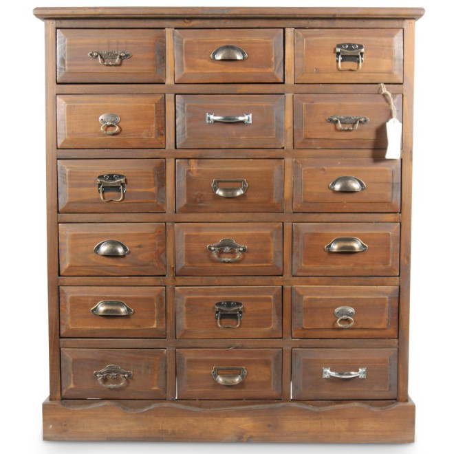 Commode Grainetier 18 Tiroirs Bois 87x34.5x99.5cm