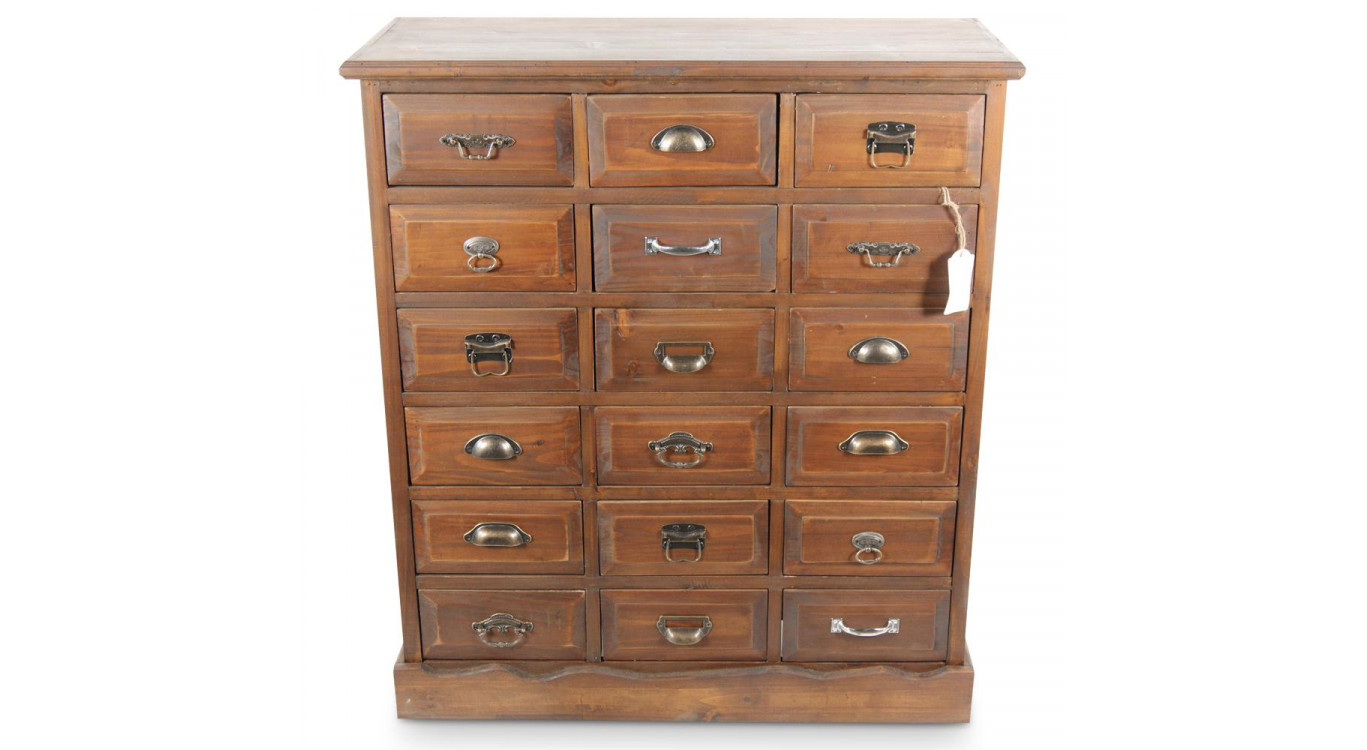 Commode Grainetier 18 Tiroirs Bois 87x34.5x99.5cm