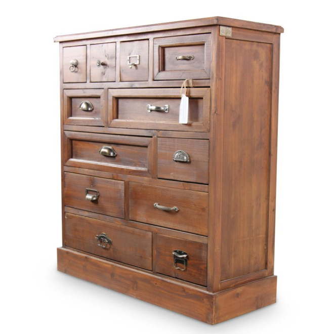 Commode Grainetier 12 Tiroirs Bois 84x32x92cm