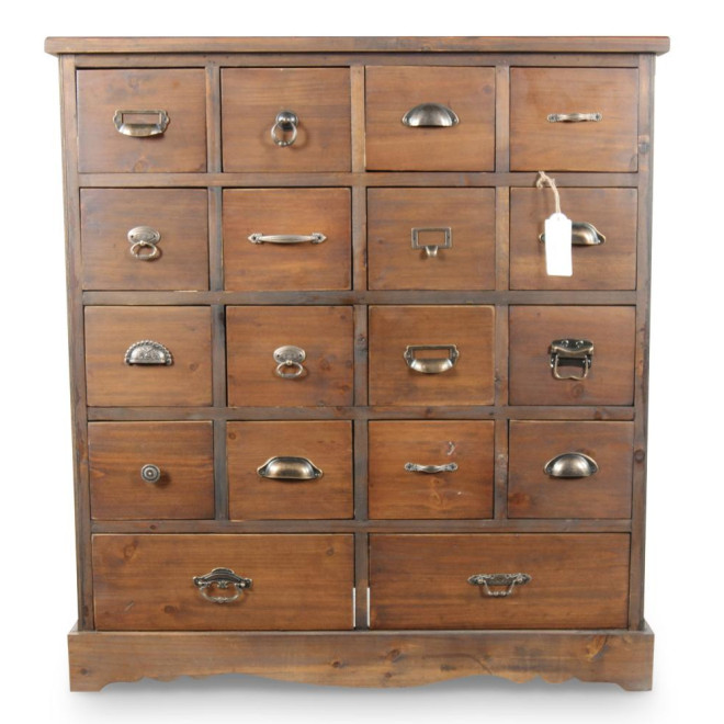 Commode Grainetier 18 Tiroirs Bois 92x34.5x99cm