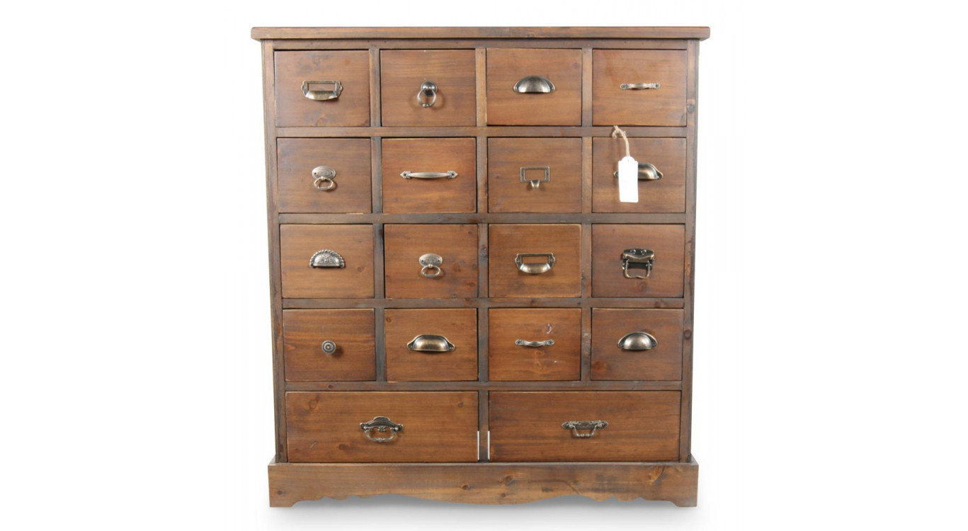 Commode Grainetier 18 Tiroirs Bois 92x34.5x99cm