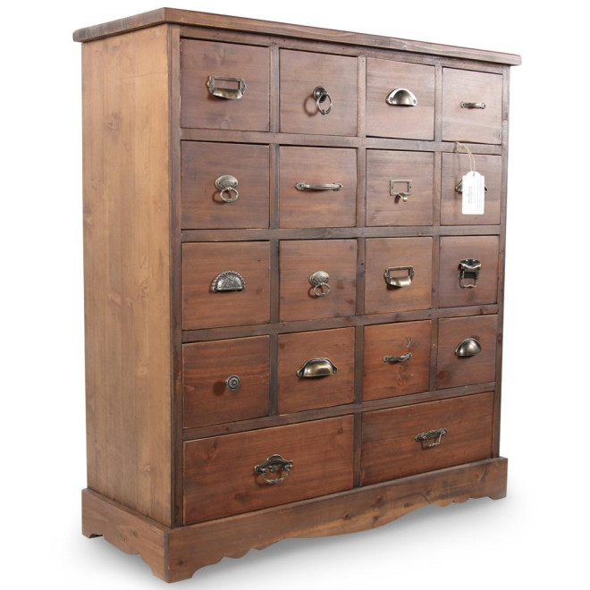 Commode Grainetier 18 Tiroirs Bois 92x34.5x99cm