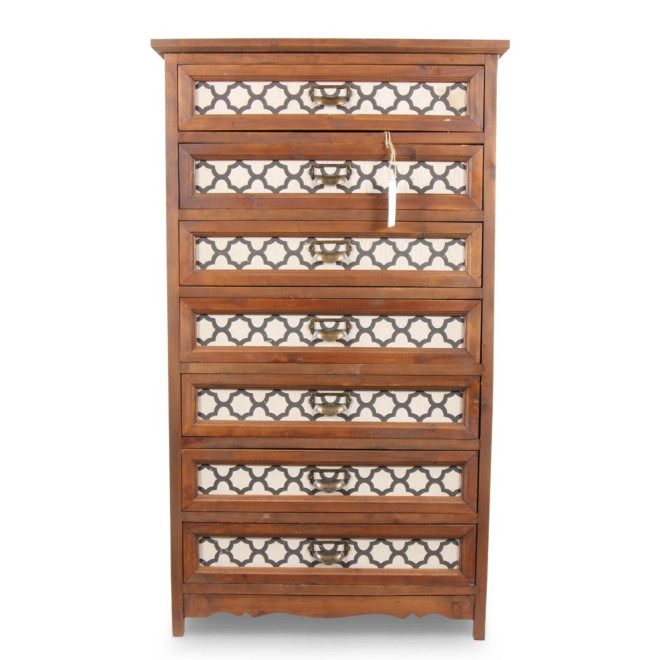 Chiffonnier 7 Tiroirs Bois 64x32.5x112.5cm