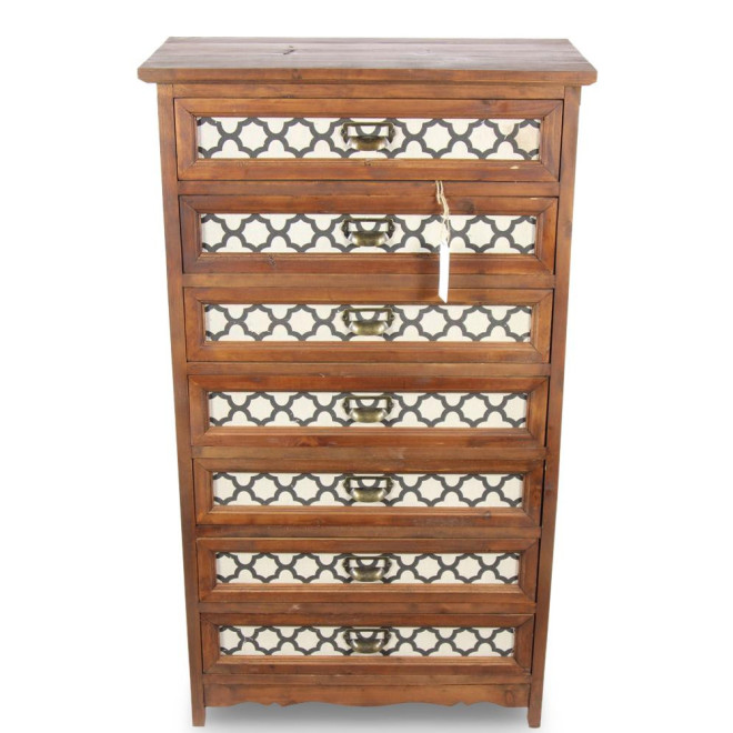 Chiffonnier 7 Tiroirs Bois 64x32.5x112.5cm