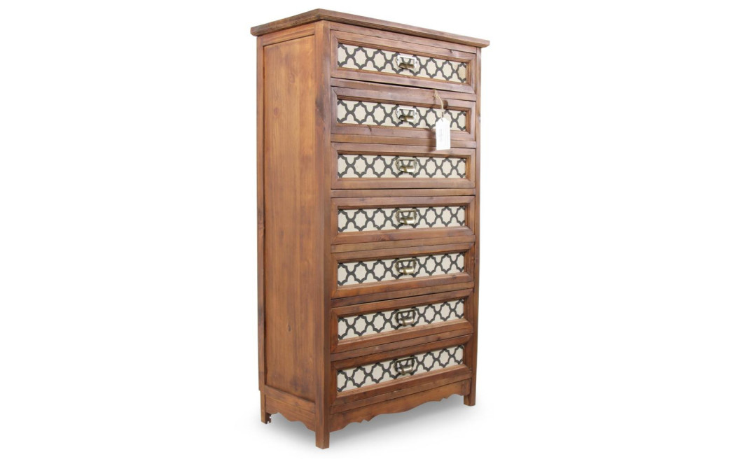 Chiffonnier 7 Tiroirs Bois 64x32.5x112.5cm