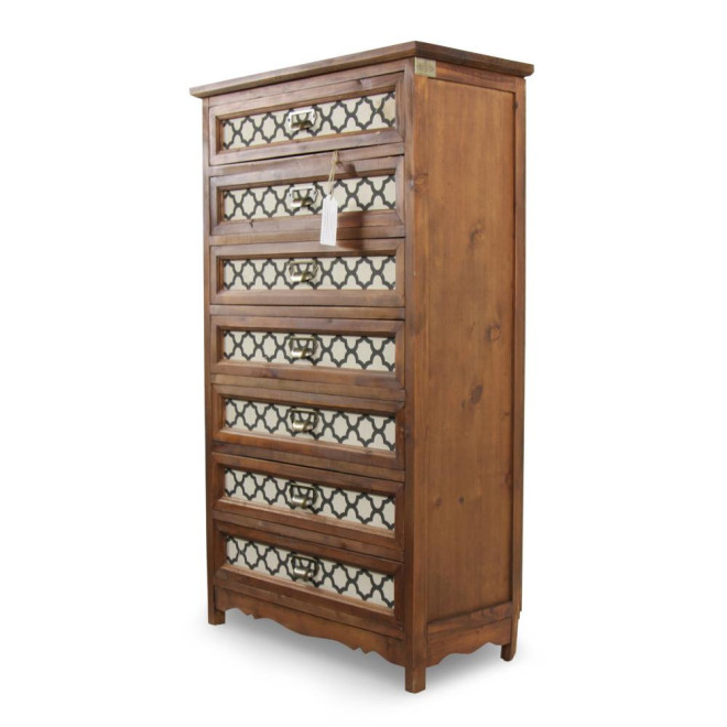 Chiffonnier 7 Tiroirs Bois 64x32.5x112.5cm