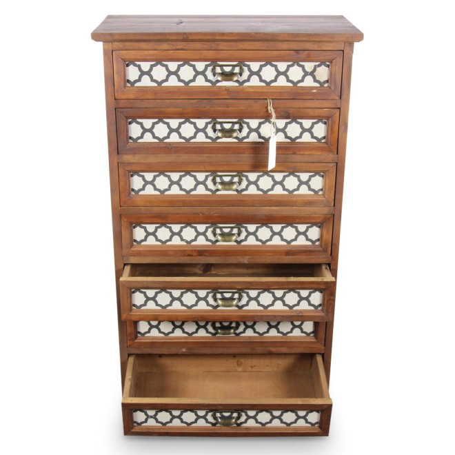 Chiffonnier 7 Tiroirs Bois 64x32.5x112.5cm