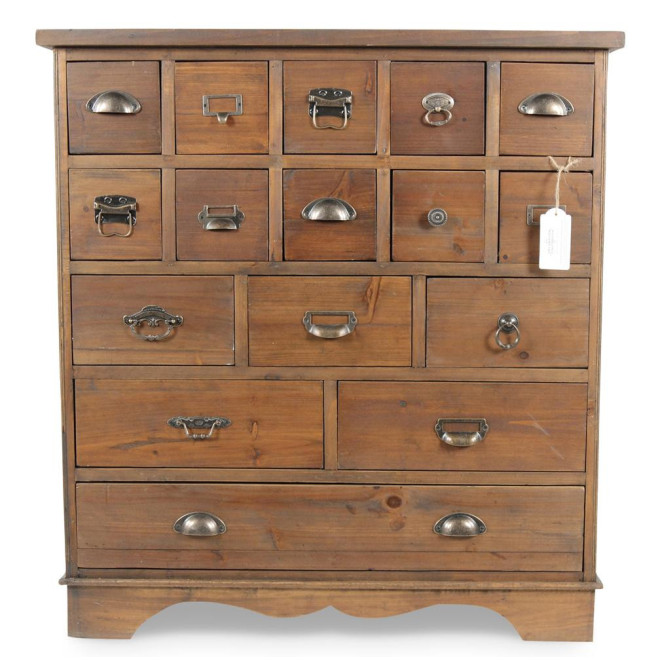 Commode Grainetier 16 Tiroirs Bois 86x33x95.5cm