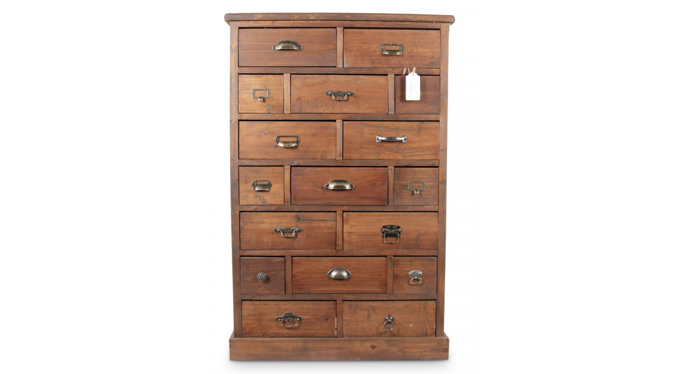 Chiffonnier 17 Schubladen Holz 75.5x34x116cm