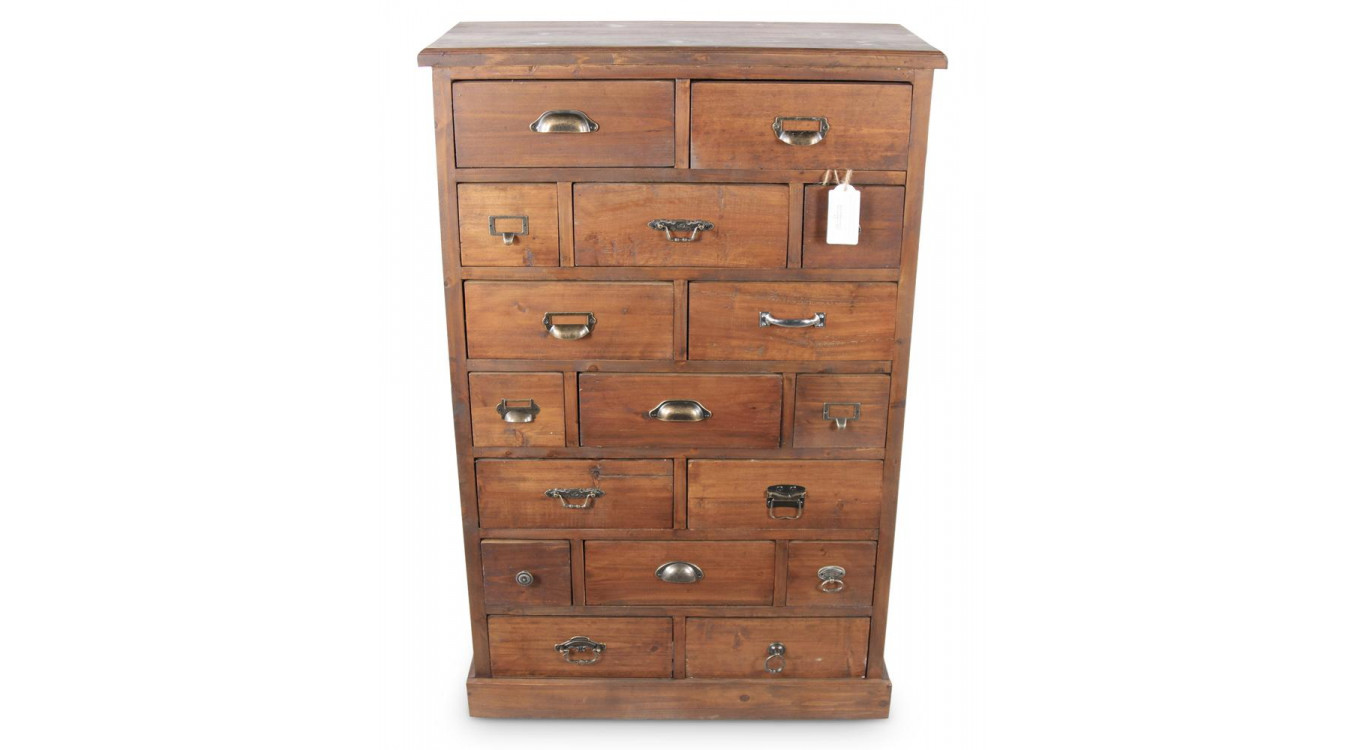 Chiffonnier 17 Schubladen Holz 75.5x34x116cm