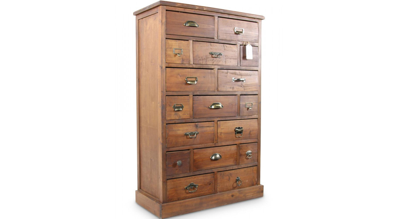 Chiffonnier 17 Schubladen Holz 75.5x34x116cm