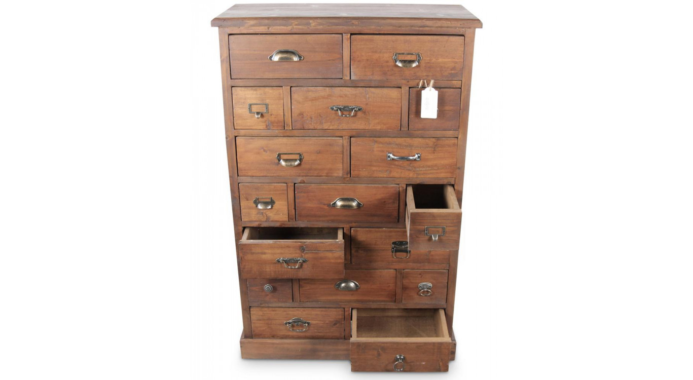 Chiffonnier 17 Schubladen Holz 75.5x34x116cm