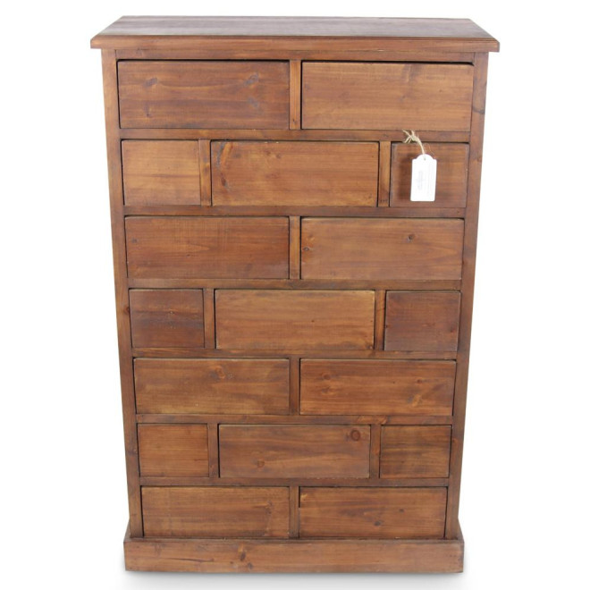 Chiffonnier 17 Tiroirs Bois Nu 75.5x34x116cm