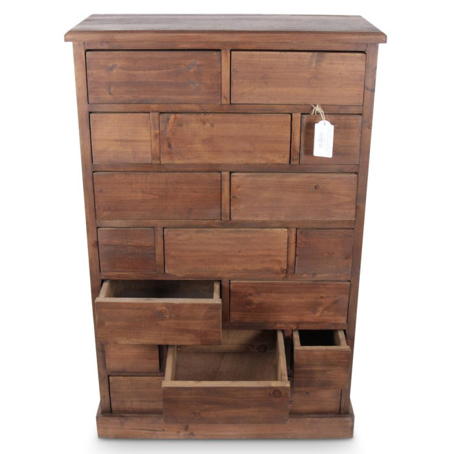 Chiffonnier 17 Tiroirs Bois Nu 75.5x34x116cm