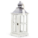 Lanterna in legno bianco cerato 19x19x47cm