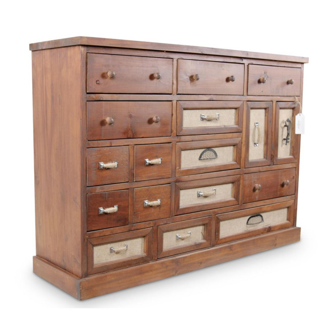Commode Grainetier 17 Tiroirs Bois 117.5x33x84cm