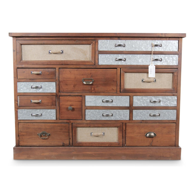 Commode Grainetier 17 Tiroirs Bois 129.5x34x90.5cm