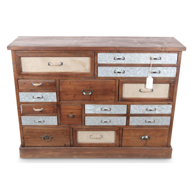 Kommode Grainetier 17 Schubladen Holz 129.5x34x90.5cm