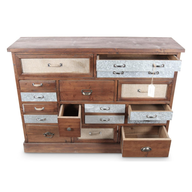 Kommode Grainetier 17 Schubladen Holz 129.5x34x90.5cm