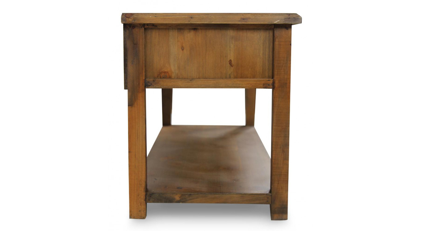 Table Basse 3 Tiroirs Bois 110x38x45cm