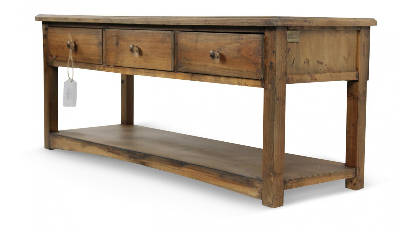 Table Basse 3 Tiroirs Bois 110x38x45cm