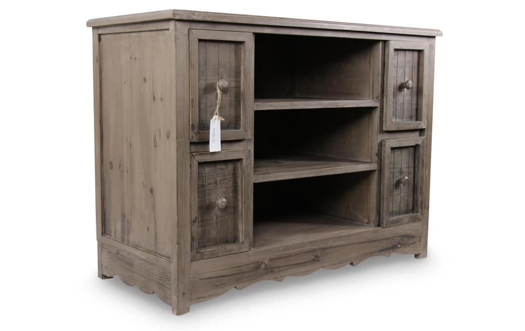 Commode 4 Tiroirs Bois 102x45x75cm