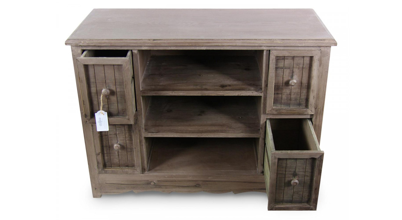 Commode 4 Tiroirs Bois 102x45x75cm