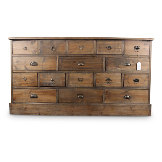 Truhe 16 Schubladen Holz 170x35x92cm
