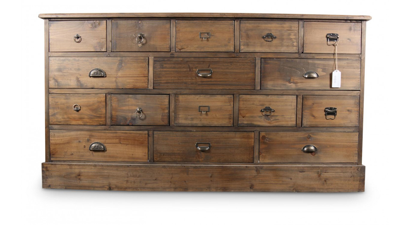 Truhe 16 Schubladen Holz 170x35x92cm