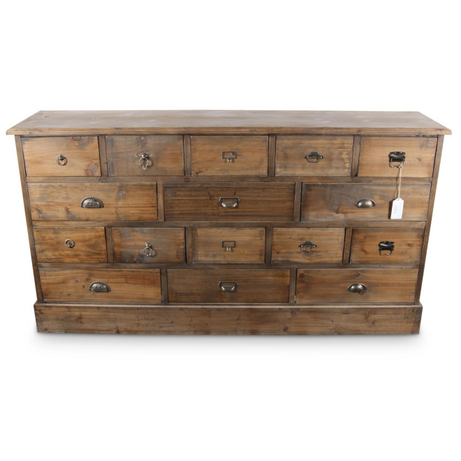Truhe 16 Schubladen Holz 170x35x92cm