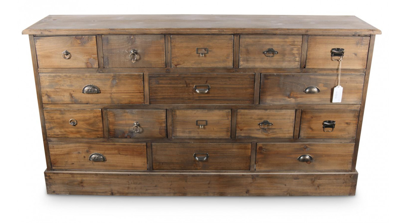 Bahut 16 Tiroirs Bois 170x35x92cm
