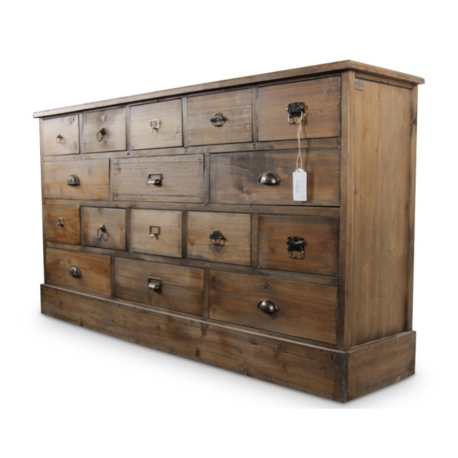 Truhe 16 Schubladen Holz 170x35x92cm