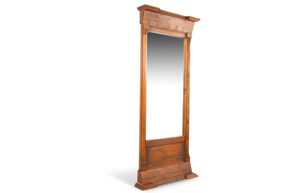 Grand Miroir Ancien Rectangulaire Vertical Bois 59x11x136cm