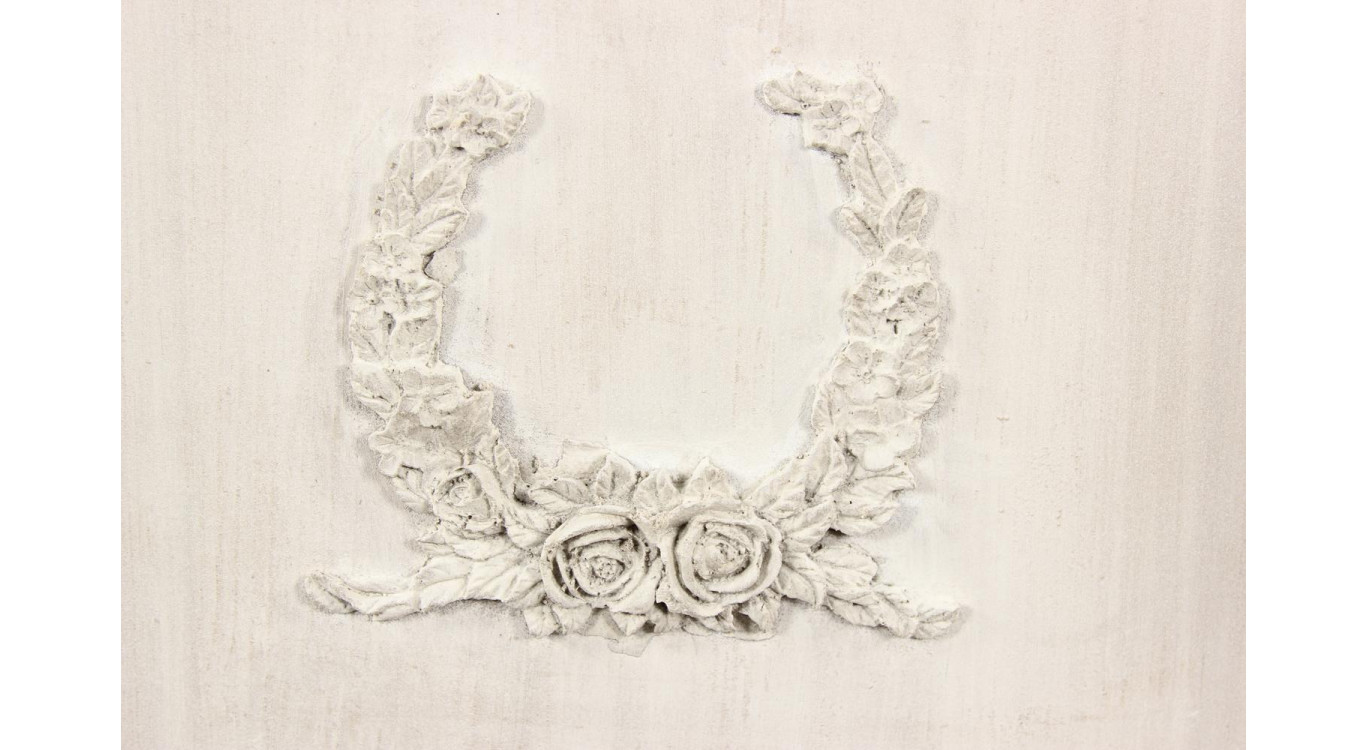 Miroir Ancien Rectangulaire Vertical Sur Pied Bois Blanc Cerusé 177x6.5x51cm
