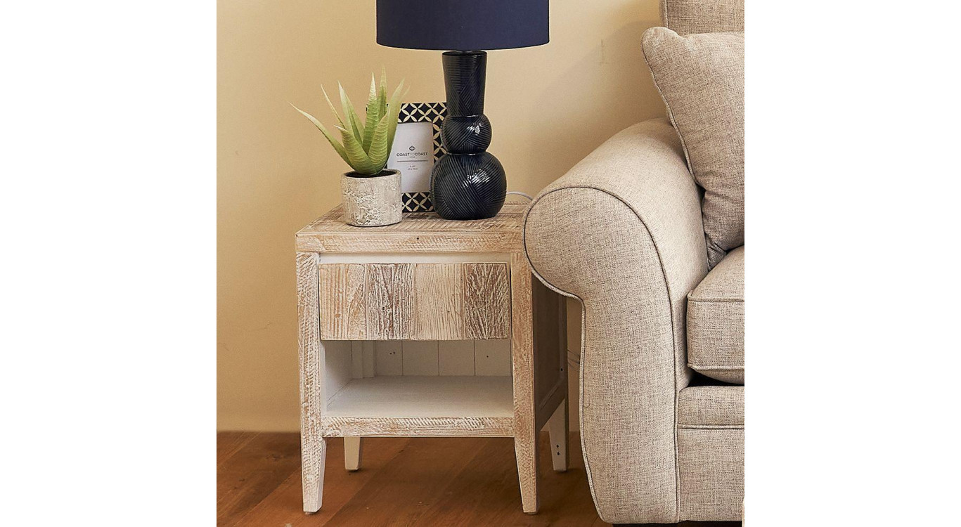 Table De Chevet Bois Gris 45x35x55cm