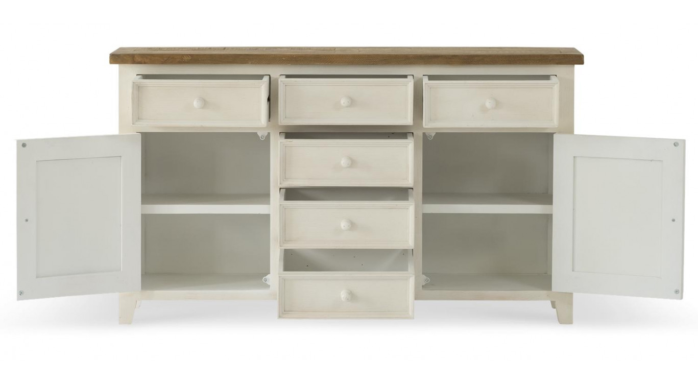 Buffet 6 Tiroirs Bois Blanc 159x40x90cm