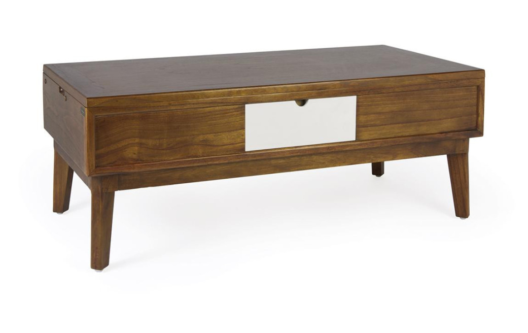 Table Basse 2 Tiroirs Bois Bronze Marron 115x60x45cm